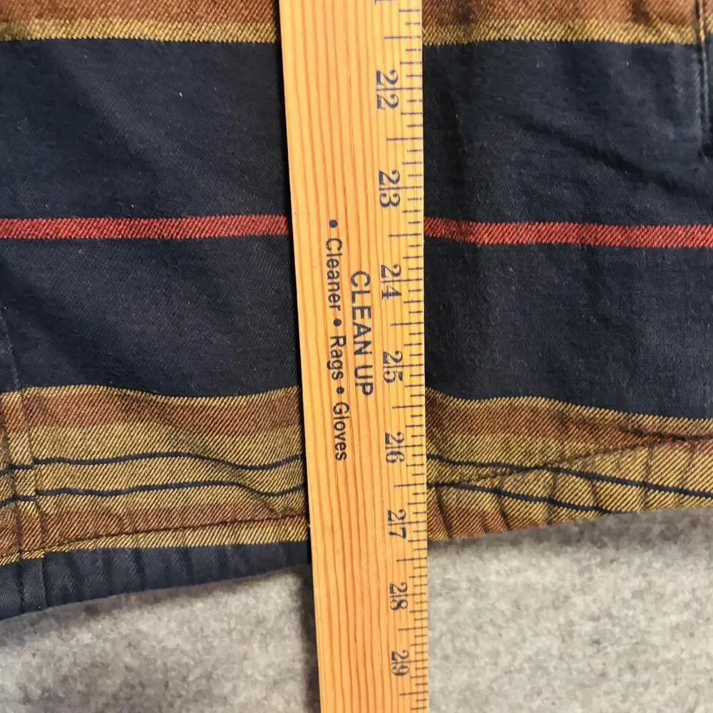 The North Face Mens Medium Blue Brown Striped Flannel Sherpa Lined Campshirt